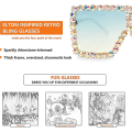 Pikkukuva 4 / 5: Erittäin suuret neliömäiset Elton Crystal -aurinkolasit, bling-koristeiset, konserttilasit