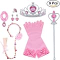 Princess Elsa Costume Accessory Set for Kids, Includes Braid, Tiara, Gloves and Wand 9pcs - pink (braids)