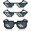 Miniatyrbild 1 av 5: [3-pack] Thug Life solglasögon, glasögon för män och kvinnor 8 bit pixel mosaikglasögon fotorekvisita unisex solglasögonleksak - svart