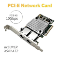 Pikkukuva 2 / 5: Intel X540-T2 10G piirisarja PCIe x8 Dual Copper RJ45 -portti 10 Gbps Gigabit Ethernet -verkkokortti Yhteensopiva PCIE-x8 PCIE-X16 PC-työpöydän WiFi-sovittimen kanssa