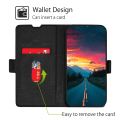 Miniatyrbillede 3 af 5: Til Nokia C32 Pu Læder-Smartphone-etui med kortplads Ridsefast telefonstativcover Black
