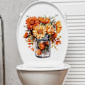 Miniatyrbild 2 av 5: Dekorativ Toalettdekal Självhäftande Vattentät Lätt att Skala Bort Spårlös Badrum Toalettlock Dekal Blomma