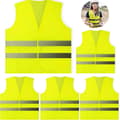 5-pack Reflexvästar, Säkerhetsvästar, Standardstorlek Reflexvästar med Hög Synlighet, Unisex Reflexjacka för Trafikarbete, Löpning, Lantmätare