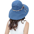 Miniatyrbilde 2 av 5: Hagelue og lue Solhatter for kvinner Bred kant sammenleggbar solhatt Uv-beskyttelse Strandsolhette