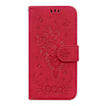 Miniatyrbillede 2 af 4: Til Motorola Moto E7 Sommerfugl Rose Præget Læder Telefon Cover Red