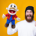 Miniatyrbild 3 av 3: Jeffy Handdocka Cartoon Mjuk Plyschleksak, Cosplay Dockteater Spel för Barn Present Jeffy Dad 40cm