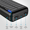 Miniatyrbilde 5 av 5: Solar Power Bank 30000mAh Lader: Bærbar Powerbank med 2 USB & LED Lommelykt Utendørs Camping for Telefoner og Nettbrett