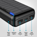 Miniatyrbillede 5 af 5: Solar Power Bank 30000mAh Oplader: Bærbar Power Bank med 2 USB & LED Lommelygte Udendørs Camping til Telefon Tablets
