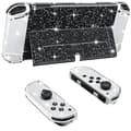 Skyddsfodral för Nintendo Switch OLED, Glitter Dockningsbart Fodral PC-skal med Flip Shell Kompatibelt med Switch OLED-konsol, Klar