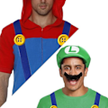 Pikkukuva 5 / 5: Mordely Super Mario Bros Mario ja Luigi Hatut Lippikset Viikset Käsineet Napit Cosplay-asu
