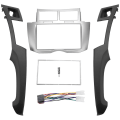 Miniatyrbillede 2 af 5: 2 Din Bil Stereo Ramme Trim Kit Til Instrumentbræt For Toyota Yaris Vitz Platz 2005-2011 Dvd Afspiller Insta Black  Silver