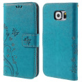Miniatyrbild 1 av 3: Butterfly Stand Läder Cover Protector För Samsung Galaxy S6 G920 Med Handy Rem - Blå