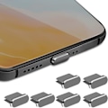Miniatyrbild 1 av 7: Typ C dammpluggset, 6 stycken dammskydd för USB C-laddningsport i aluminiumlegering, lämplig för smarttelefon, bärbar dator (grå)