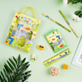 Miniatyrbillede 5 af 5: Dinosaur Stationery Set, Stationery Gaveæske, Inkluderer 2 stk. Etuier, Linealer, Viskelæder, Blyantspidser og Møntpung
