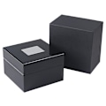 Miniatyrbillede 4 af 5: Sortlakerede Træ High-end Urkasse Mærke Ur Display Kasse Firkantet Kasse black