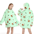 Miniatyrbilde 2 av 4: Vinter Sherpa Teppe Plysj Fleece Familie Matchende Hettegenser Jente Sweatshirt Avokado Hjemmeklær shark KidSize