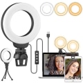 Miniatyrbillede 1 af 5: Ring Light Laptop Stand - Konferencelyssæt med 3 Lystilstande Dæmpbar Led Ringlight til Møder Makeup Selfie Videooptagelse Streaming