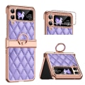 Miniatyrbillede 2 af 5: Plating Rhinestone Case kompatibel med Samsung Galaxy Z Flip 4, Pu lædercover med hængselbeskyttelse og ringholder Blue For Galaxy Z Flip 4