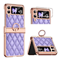 Pikkukuva 2 / 5: Kiiltävä timanttikuvioinen kotelo Samsung Galaxy Z Flip 4:lle, PU-nahkainen kotelo saranasuojalla ja renkaalla Purple For Galaxy Z Flip 4