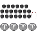 Miniatyrbilde 1 av 5: Tesla 3 Y S X Hjulkapselsett Senterkopp Nav Mutterdeksel Rød Grå Med 4 Senterkopper 20 Mutterdeksler Grey Silver Bright
