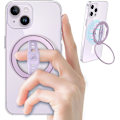 Miniatyrbild 1 av 5: Mobiltelefonhållare, silikonfingerrem, avtagbar magnetisk hållarring, endast tillämplig på iPhone 16, 15, 14, 13 Pro/Max/Plus- (djuplila)