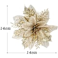 Miniatyrbillede 3 af 5: 12 stk. Kunstige Julestjerner, Glitter Juleblomster til Bryllupsfest Juledekorationer (guld)