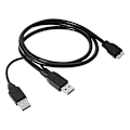 Miniatyrbilde 1 av 5: Svart dobbel A til Micro-B USB 3.0 Y-kabel for Sumsang Galaxy S5 Note 3 USB HUB