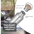 Pikkukuva 3 / 5: 1L Ruostumattomasta Teräksestä Valmistettu Vedenpullo, Urheiluvadenpullo, BPA-Vapaa Vuotamaton Metallivedenpullo Urheiluun, Kuntosalille, Matkalle, Leirintään