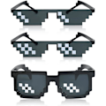 Miniatyrbild 2 av 5: [3-pack] Thug Life solglasögon, glasögon för män och kvinnor 8 bit pixel mosaikglasögon fotorekvisita unisex solglasögonleksak - svart