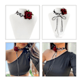 Miniatyrbillede 2 af 5: Boho Tornet Blomster Krave Choker Halskæde Blød Flannel Blomster Kravat Halskæde
