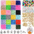 Miniatyrbillede 1 af 3: 3600 stk. flade lerperler, polymer lerperler, 24 farver, 6 mm runde ler afstandsstykkeperler, lerperler til smykker