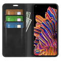 Pikkukuva 5 / 5: Samsung Galaxy Xcover Pro PU-nahkaiselle TPU- case jalustalle, magneettinen ihokosketus, käännettävä lompakkopuhelimen cover Black