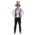 Miniatyrbild 4 av 5: Mike 4 juli-firande Patriotisk fest Paljett Uncle Sam Kostymkit för vuxen Amerikansk flagga Väst Hatt Fluga
