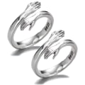 Miniatyrbillede 1 af 5: Par-ring til par, 925 Sterling Sølv Kærlighedsring til Par Kvinder Piger Smykker 2 stk