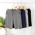 Miniatyrbillede 3 af 5: Pyjamasshorts til mænd og store mænd med lommer A Black L