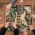 Miniatyrbild 7 av 8: Gears & Strings 1000-bitars Steampunk Gitarrpussel, Vintage Gitarr 1000 bitar Pussel som Heminredning, 1 st
