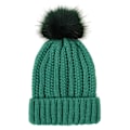 Miniatyrbild 3 av 5: Vinter stickad mössa Dam varm vävd cap med slät inre skyddsfrisyr W Green