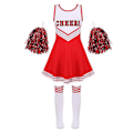 Pikkukuva 1 / 2: Lasten Cheerleading-asu Tyttöjen Cheerleader-univormut Cheer Dance -asut Halloween-mekko Sukat Kukka D_y Red 3-4 Years