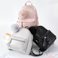 Miniatyrbilde 4 av 5: Uformell allsidig dame ryggsekk pu mote ensfarget ryggsekk Y pink