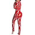 Miniatyrbillede 1 af 2: Kvinde Dyre Pyjamas Onesie Jul Bodysuit Jumpsuit Langærmet Natdragt W Red Deer L