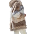 Miniatyrbillede 3 af 4: Dame Vinter Plys Hætte Frakke Langærmet Zip Up Tyk Cardigan Varm Løs Jakke W Khaki M