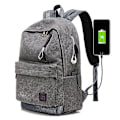 Miniatyrbillede 1 af 4: Canvas Rygsæk Herre Casual Multifunktionel Rygsæk Med Lader USB Y GREY