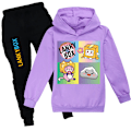 Miniatyrbild 1 av 3: Pojkar Flickor LANKYBOX Hoodies & Byxor Sport Träningsoverall Set Present H purple 140cm