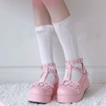 Miniatyrbillede 2 af 5: Sweet Heart Spænde Kiler Mary Janes Kvinder Rosa T-rem Chunky Platform Lolita Sko Kvinder Punk Gothic Cosplay Sko 43 BLACK-87 36