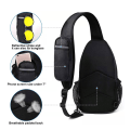 Miniatyrbillede 4 af 4: Crossbody Strap Rygsæk Sling Bag Rejse Vandring Brysttaske Rygsæk Mørk Sort Y