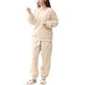 Miniatyrbillede 1 af 3: HAUFR Dame Fluffy Fleece Pyjamas Sæt 2 dele Varm Fleece Pyjamas Sæt Bløde Nattøj Langærmede Crewneck Lommer Bukser Y Apricot X-Small