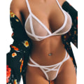 Miniatyrbilde 1 av 4: Kvinners nettgazebandasje Sexy undertøy Babydoll Set Pyjamas White XL
