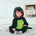 Miniatyrbilde 2 av 3: Barn Dinosaur Fancy Dress Kostym Flanell Djur Pyjamas i ett stycke Tecknad - Dark green 100cm