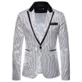 Miniatyrbillede 2 af 2: Paljetblazer Festkjole Kappa Herre Charme Casual Performance Jakke Dragt Enknap Pasform Langærmet Frakke Jakke Natklub Toppe W SL XL