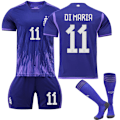 Pikkukuva 1 / 3: Argentiinan vieras-VM-paita miesten Di Maria #11 Jalkapallo T-paita Shorts Kit Jalkapallo 3-osainen setti V7 20(110-120CM)